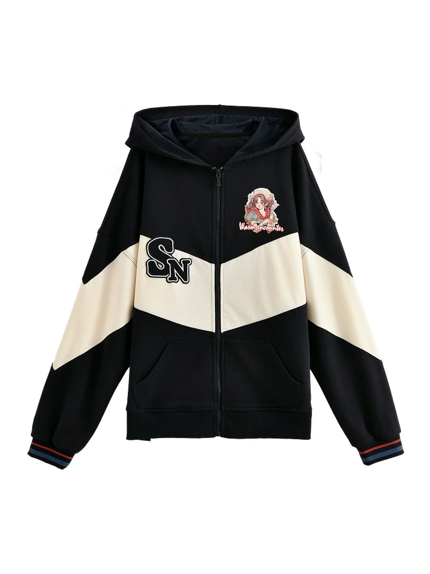 Color Block Cotton Hooded Jacket - Image 10