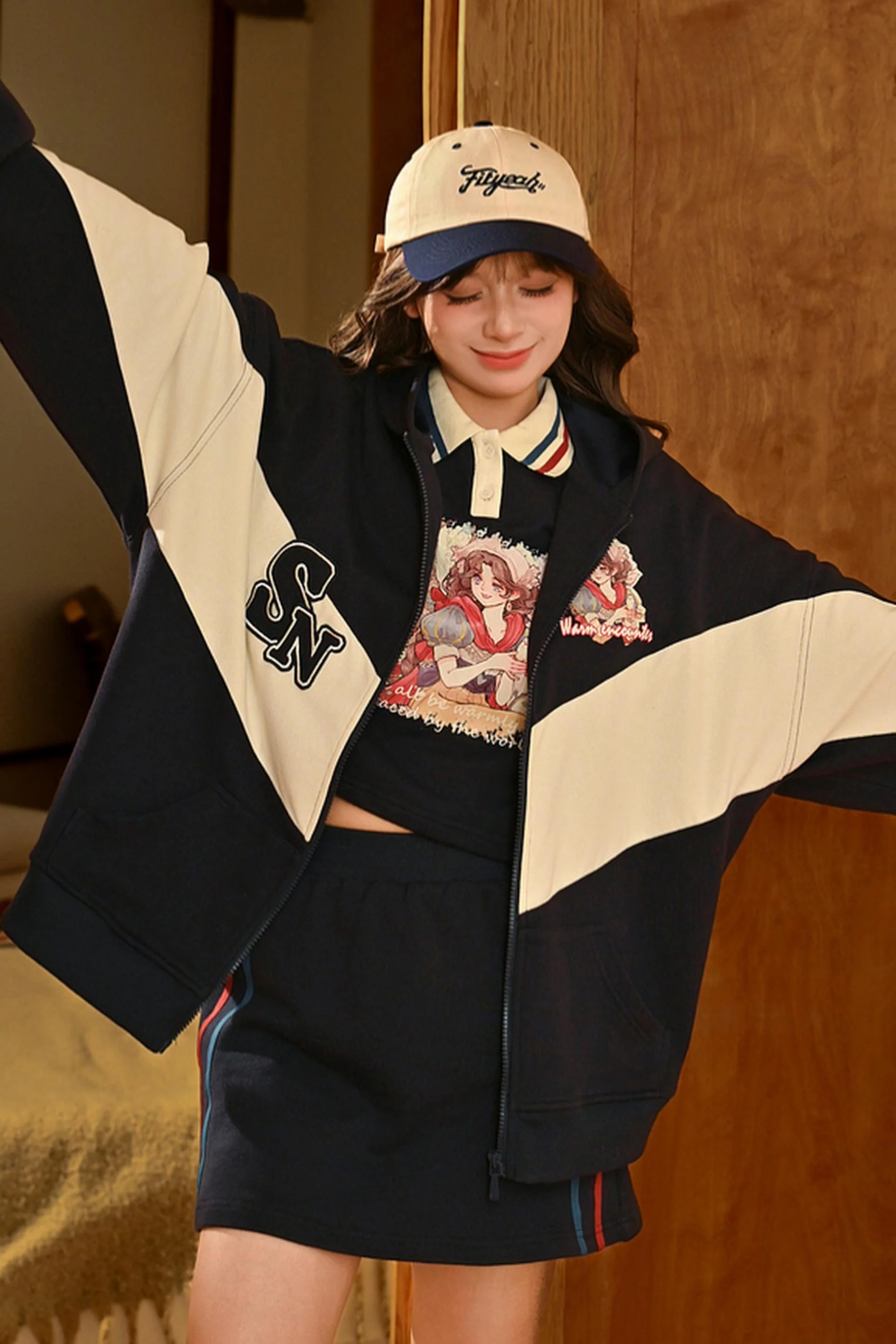 Color Block Cotton Hooded Jacket - Image 11