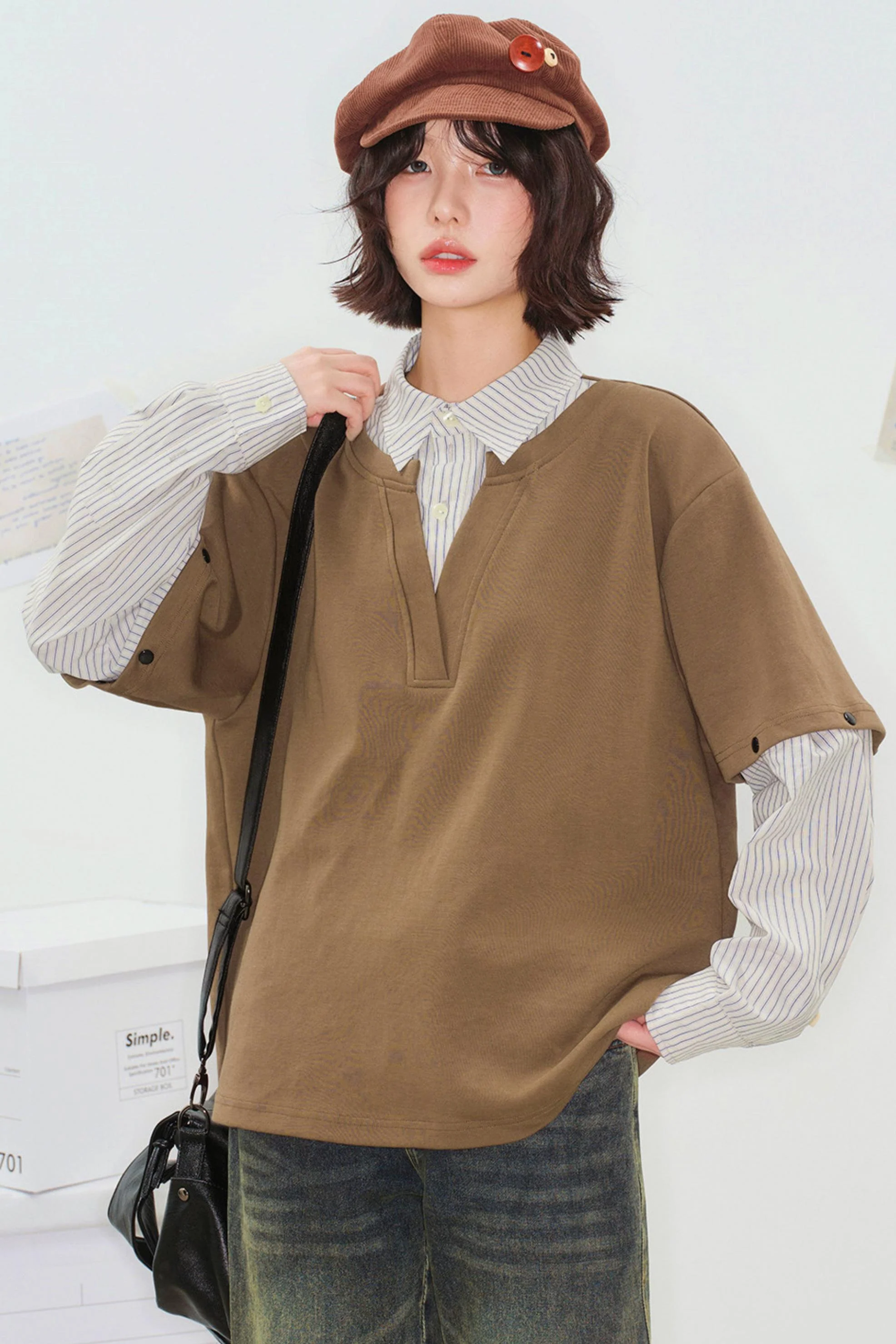 Color Block Detachable Sleeve Top - Image 13