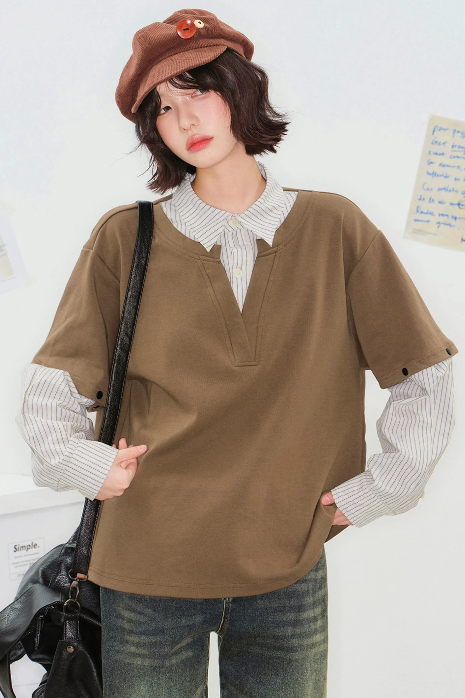 Color Block Detachable Sleeve Top - Image 3