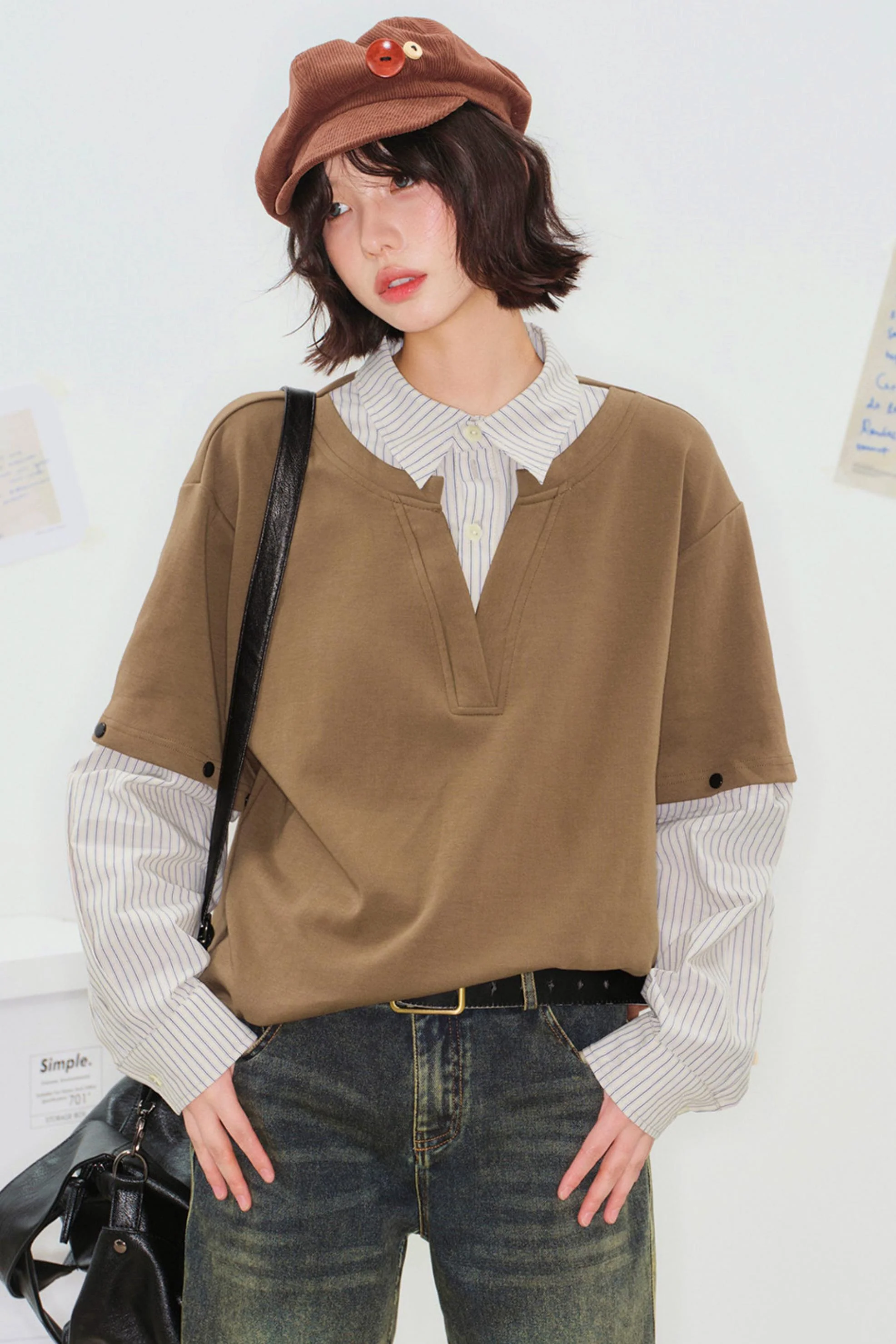 Color Block Detachable Sleeve Top - Image 4