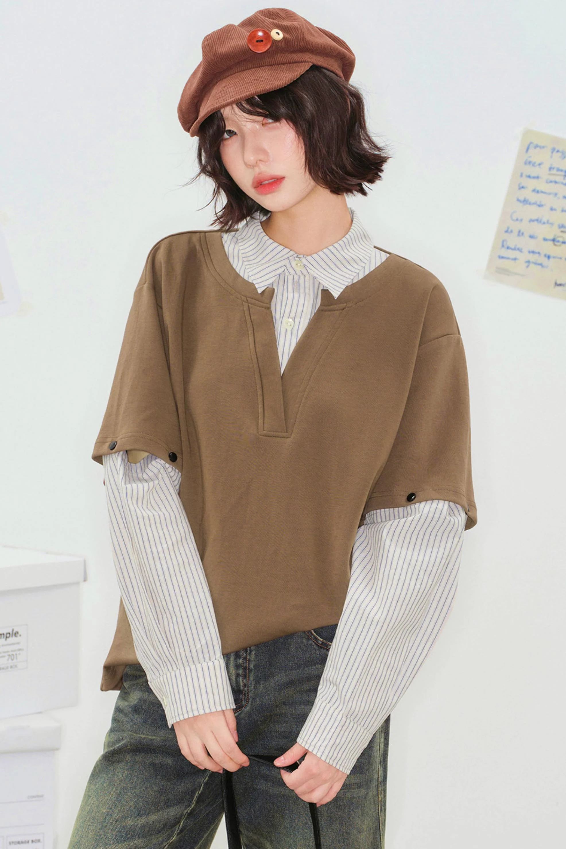 Color Block Detachable Sleeve Top - Image 5