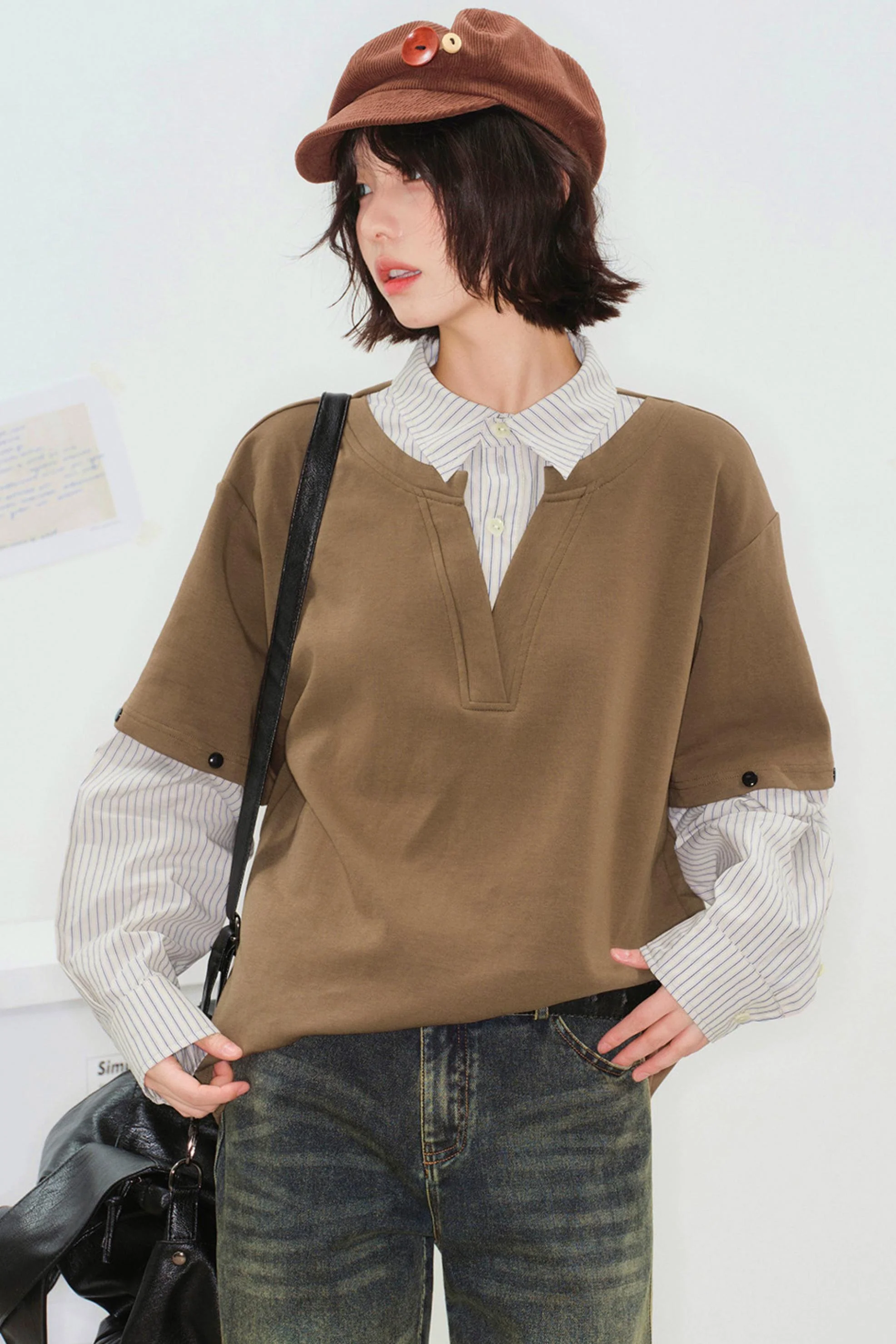 Color Block Detachable Sleeve Top - Image 7