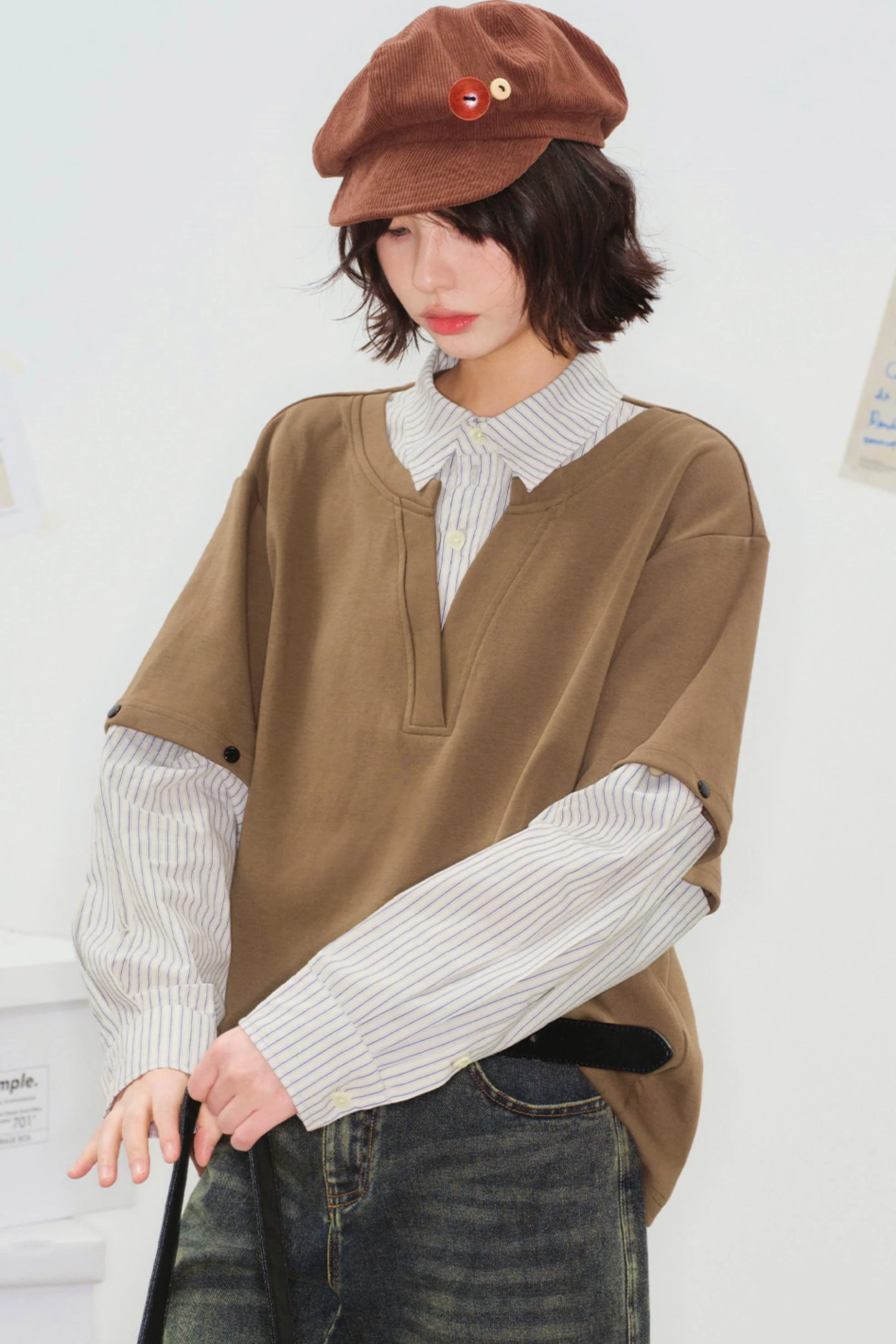 Color Block Detachable Sleeve Top - Image 9