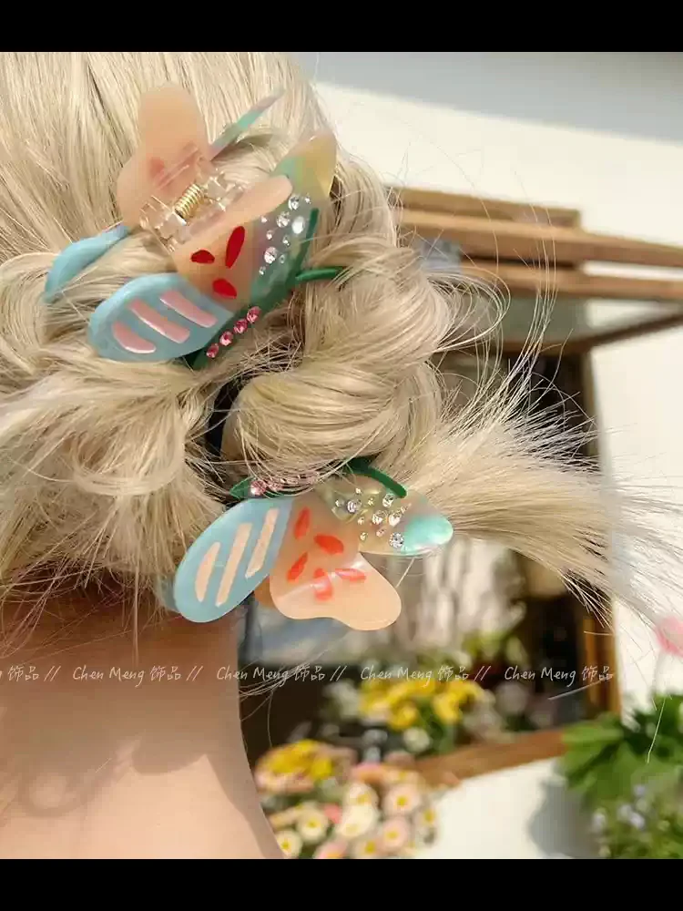 color-blocked acetic acid butterfly clips - Image 3