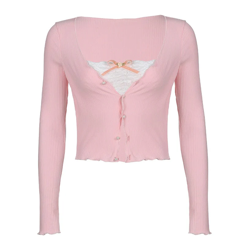 Coquette Aesthetic Cardigan Lace Top - Image 3