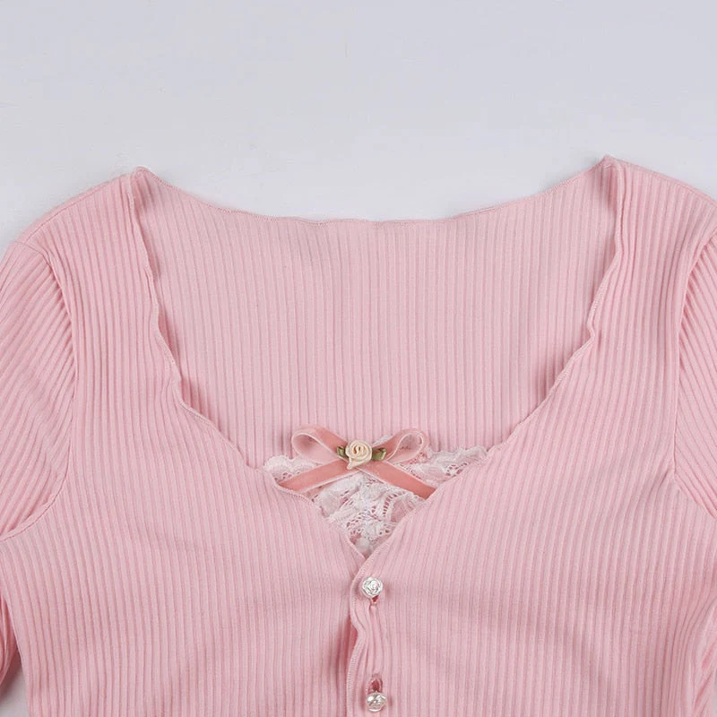 Coquette Aesthetic Cardigan Lace Top - Image 6