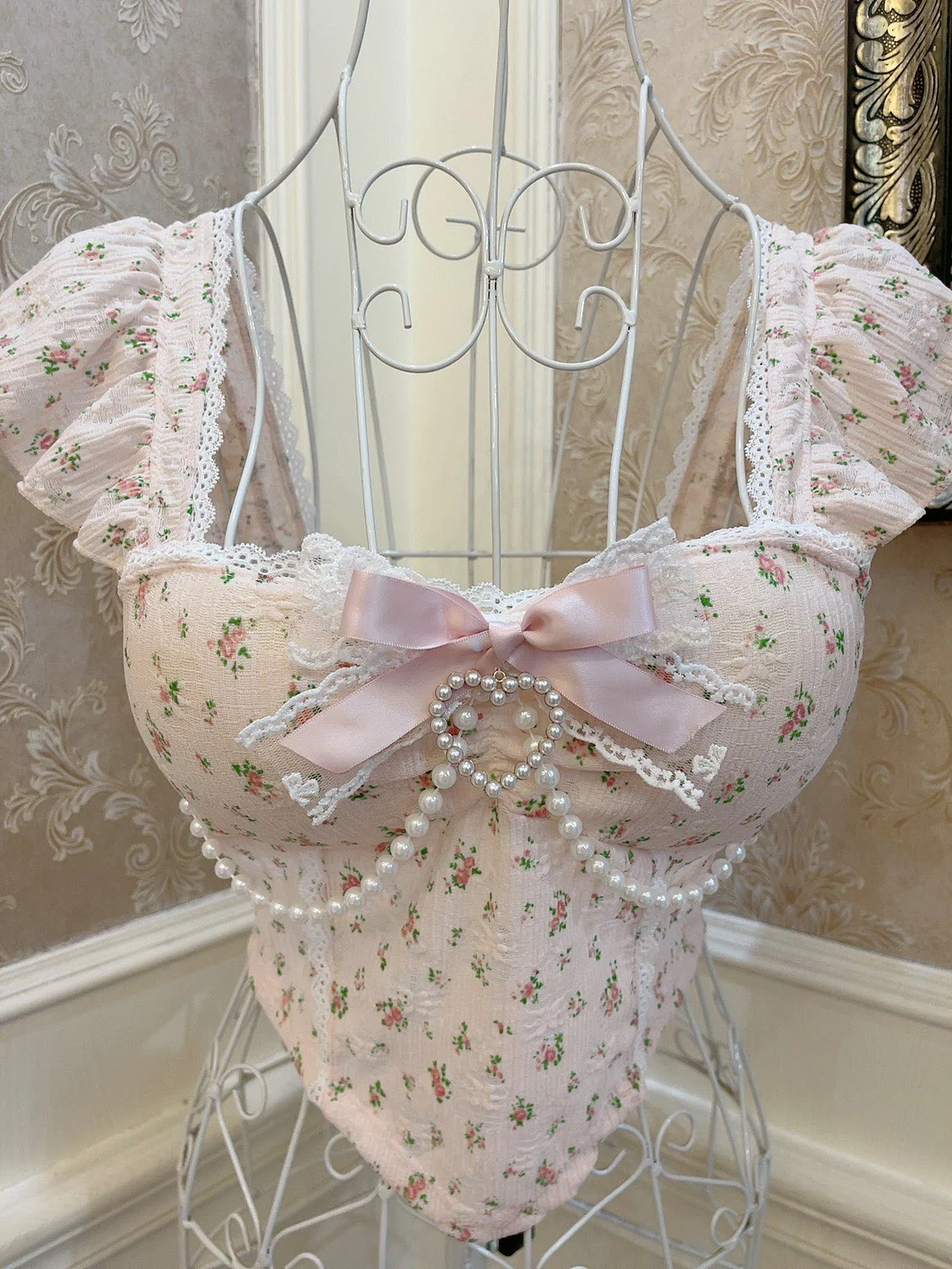 coquette bow floral lace top - Image 2