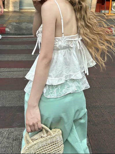 Coquette Bow Lace Tank Top - Image 3