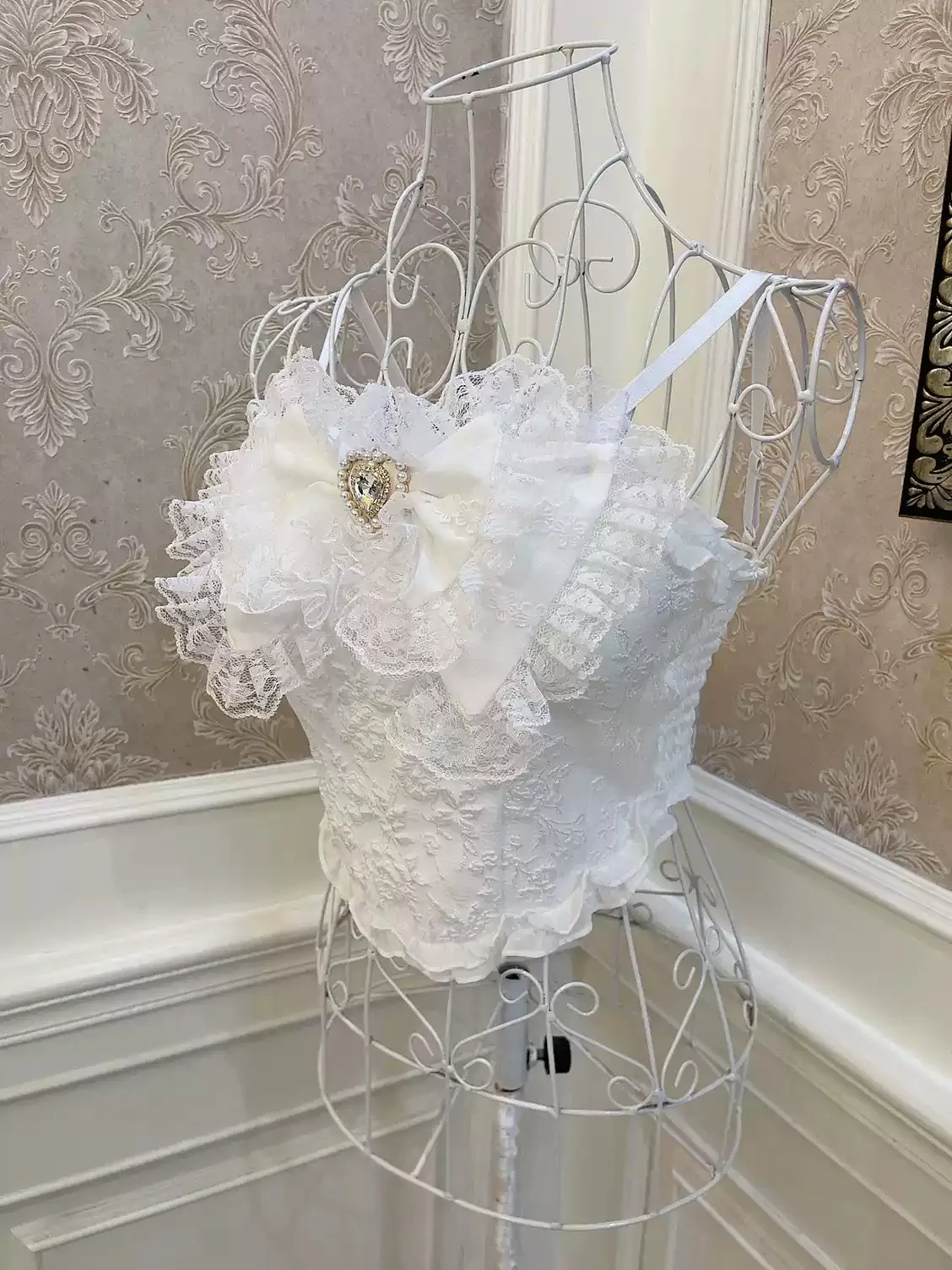 Coquette Bow Love Heart Lace Top - Image 2