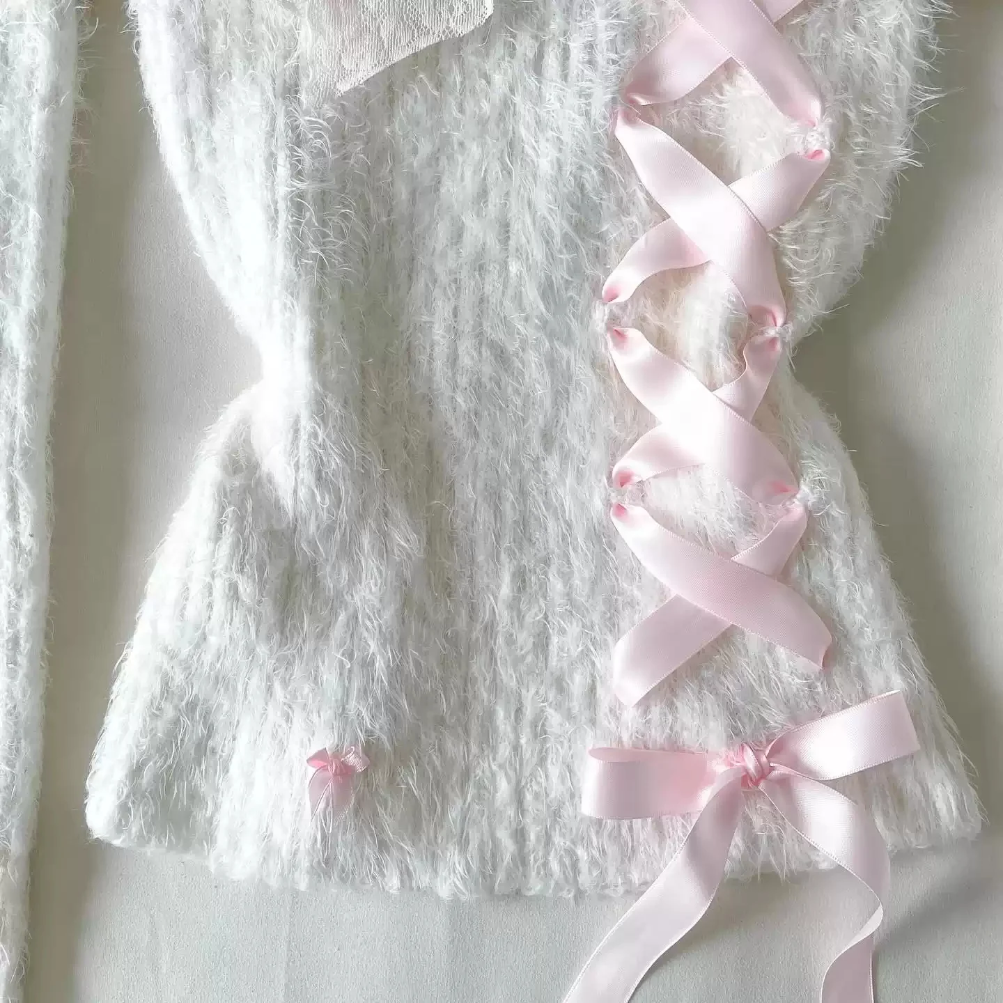 coquette bow retro one-shoulder sweater - Image 4