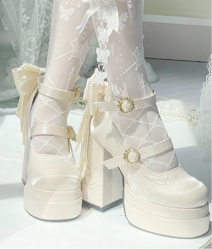 Coquette Bow Satin Platform Mary Jane Shoes - Image 4
