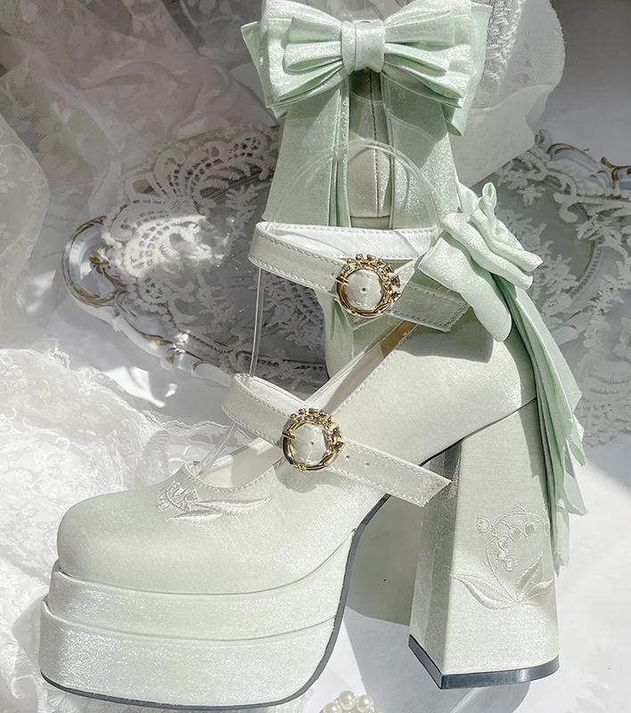 Coquette Bow Satin Platform Mary Jane Shoes - Image 6