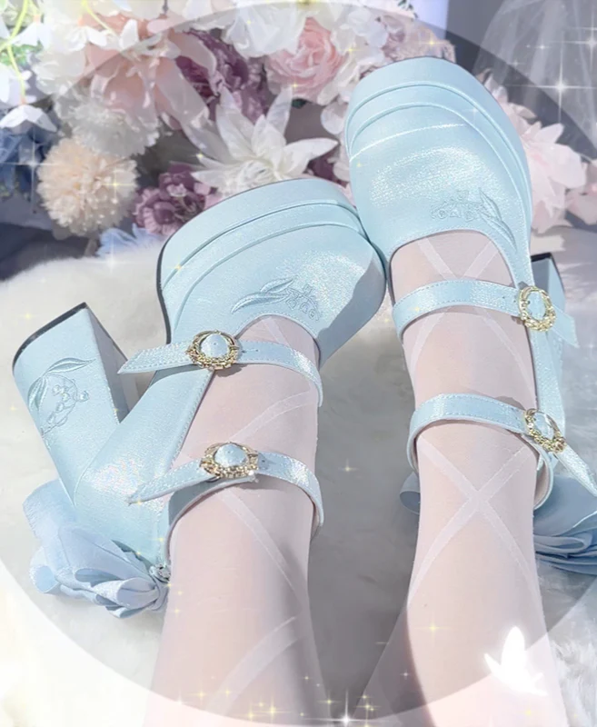 Coquette Bow Satin Platform Mary Jane Shoes - Image 7