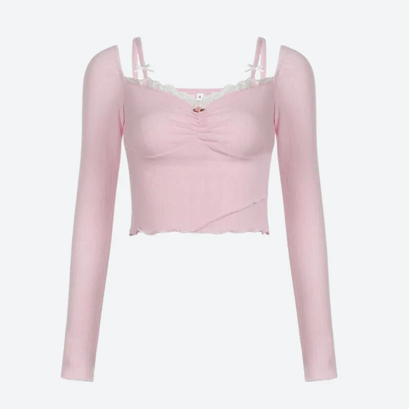 Coquette Bow Straps Ruched Top - Image 4