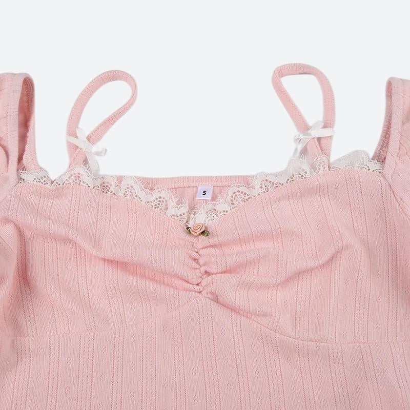 Coquette Bow Straps Ruched Top - Image 5