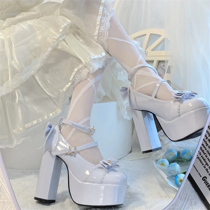 Coquette Bows Leather Platform High-heeled Mary Jane - Image 8