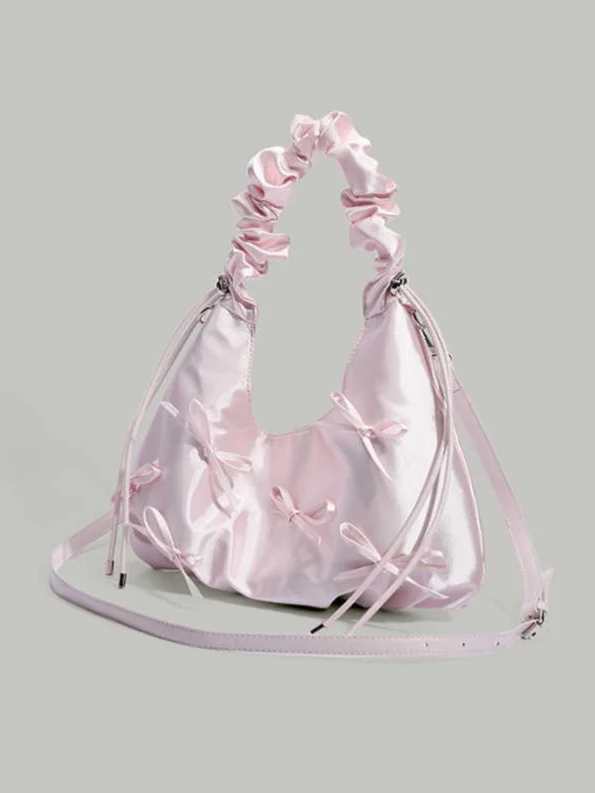 Coquette Bows Pleated Crossbody Bag