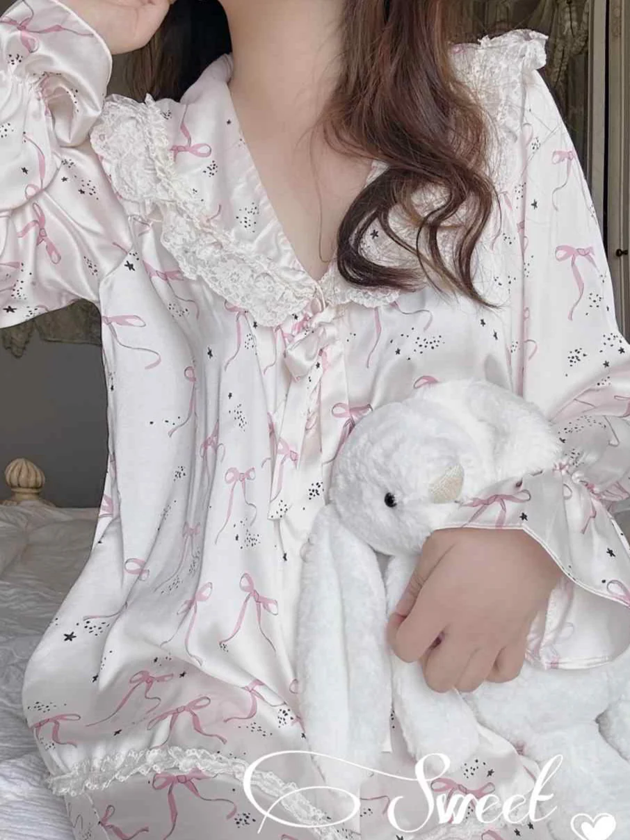 Coquette Bows Silky Pajamas Set - Image 6