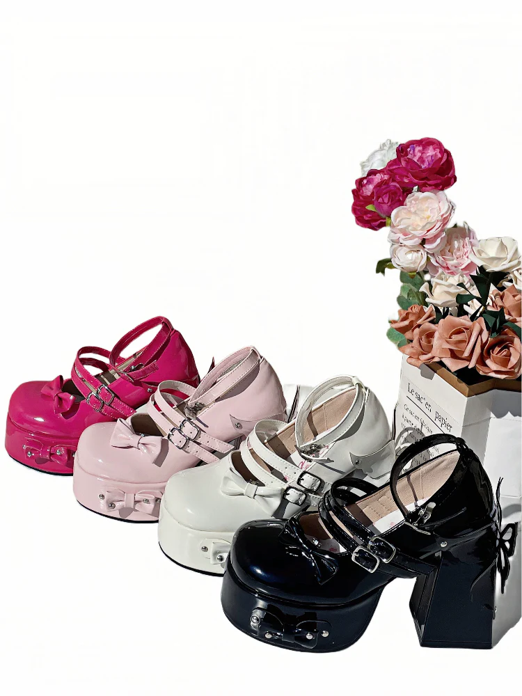 Coquette Butterfly Leather Platform High Heels - Image 7