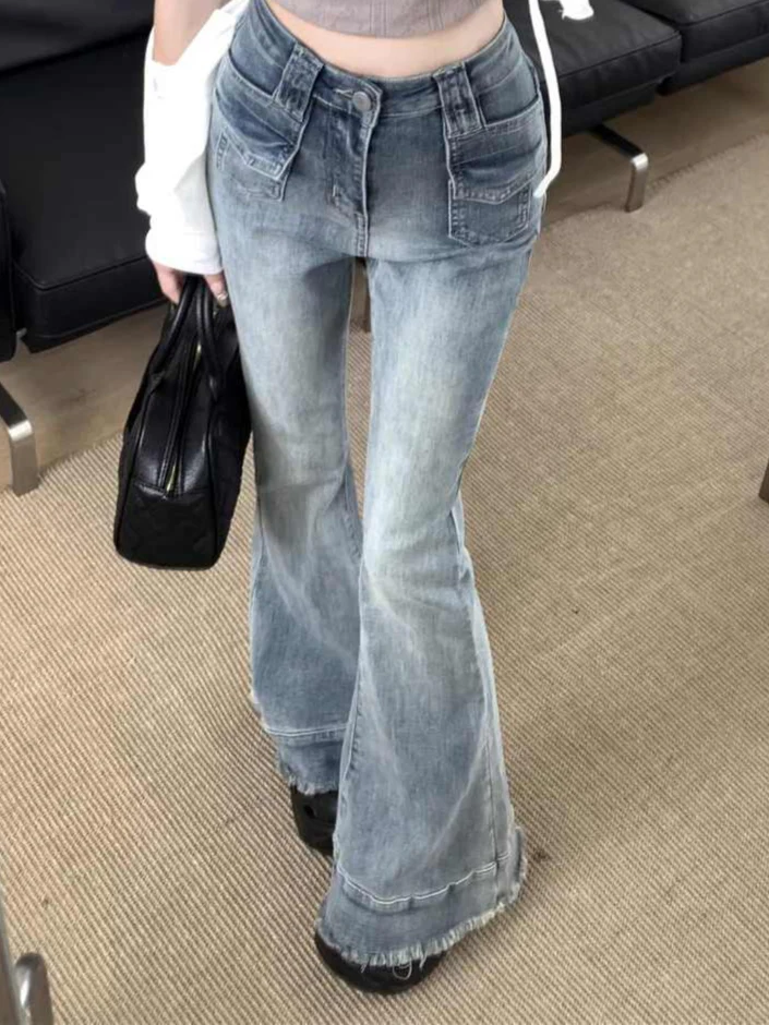 Coquette Distressed Bell Bottom Jeans - Image 4