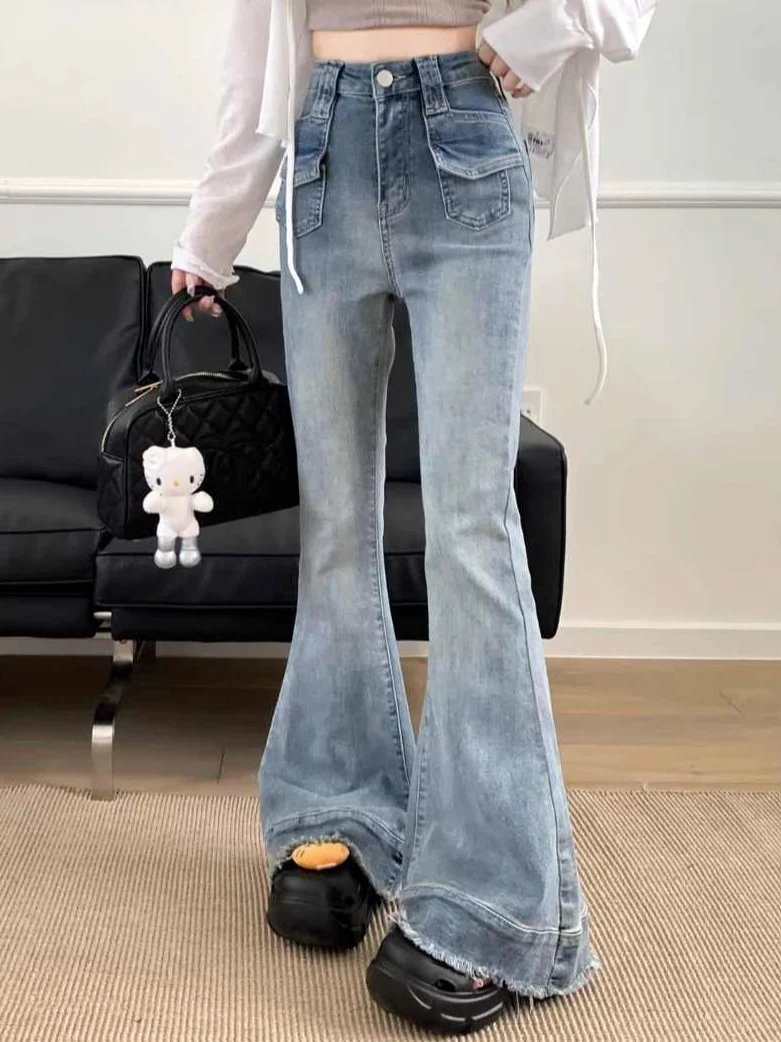 Coquette Distressed Bell Bottom Jeans - Image 5