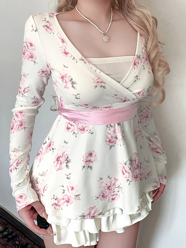 coquette floral bow long-sleeved shirt - Image 2