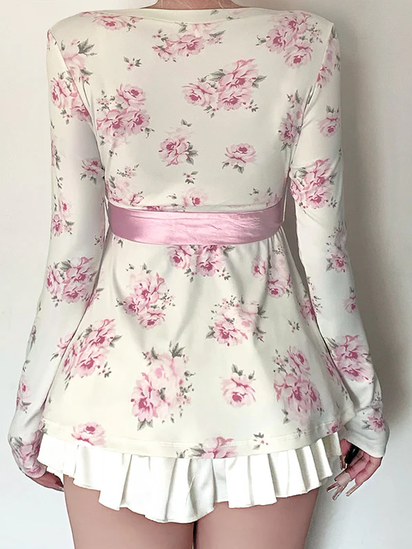 coquette floral bow long-sleeved shirt - Image 4