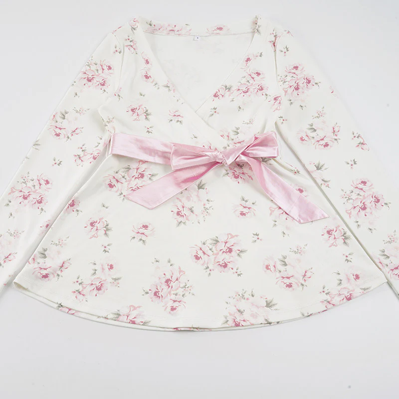 coquette floral bow long-sleeved shirt - Image 5