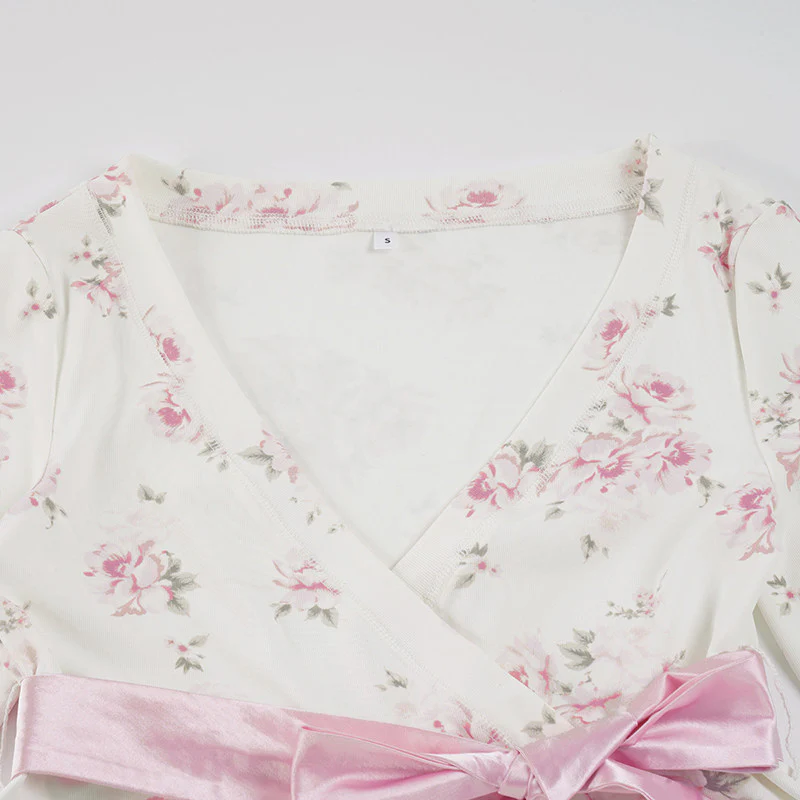 coquette floral bow long-sleeved shirt - Image 6