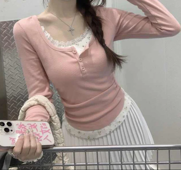 Coquette Floral Lace Edge Long-sleeved Top - Image 5