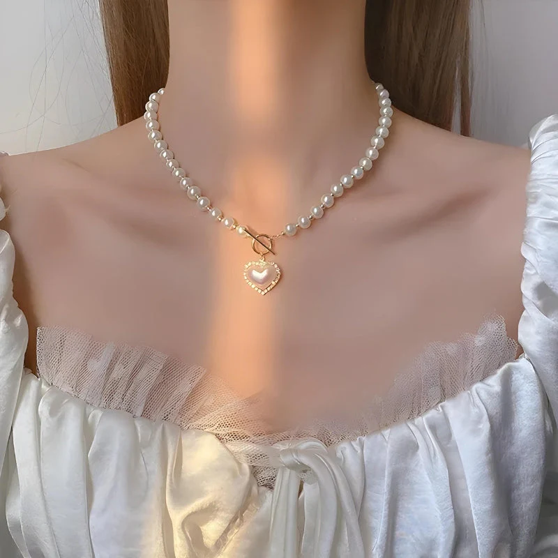 Coquette Heart Pearl Necklace - Image 2
