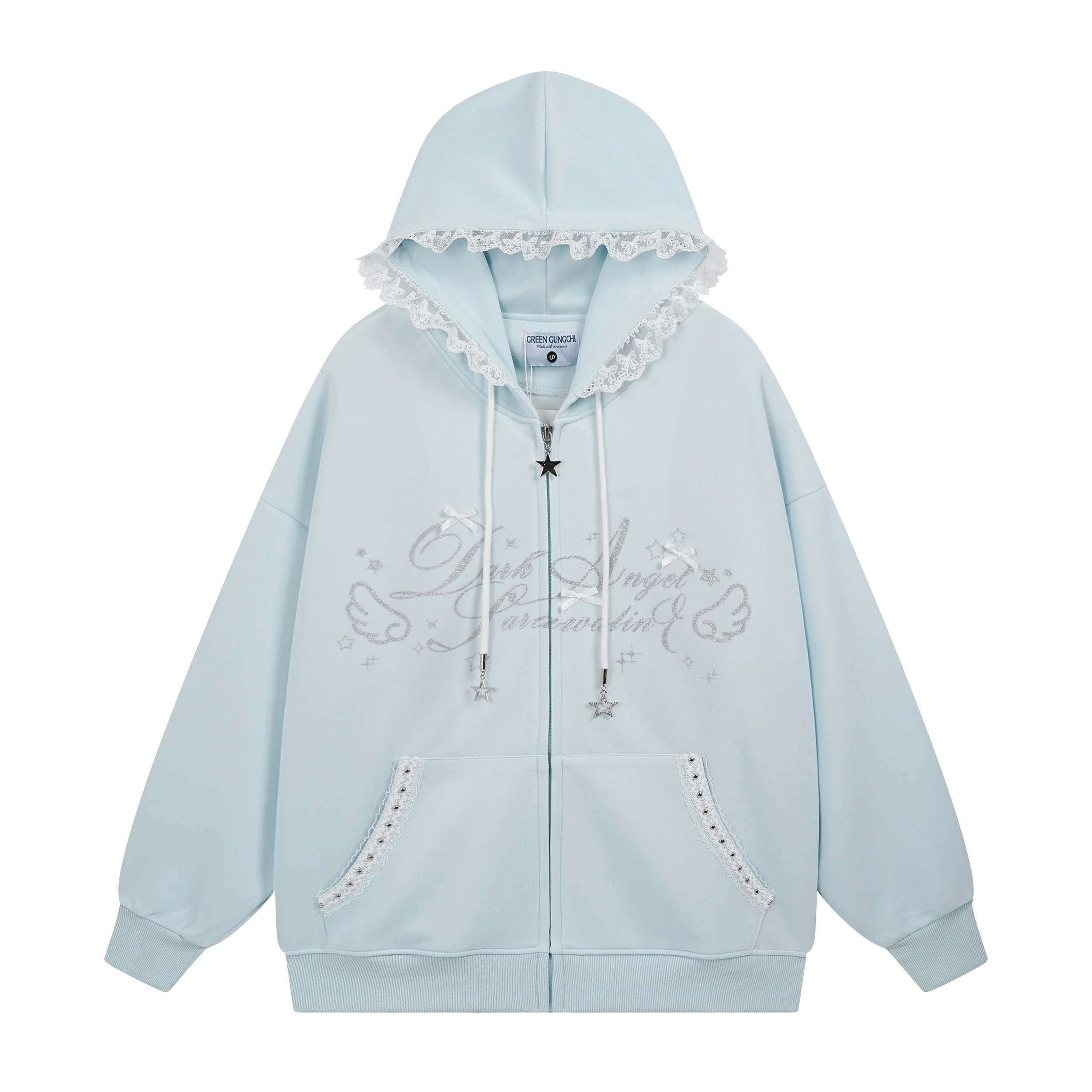 coquette lace bow hoodie jacket - Image 3