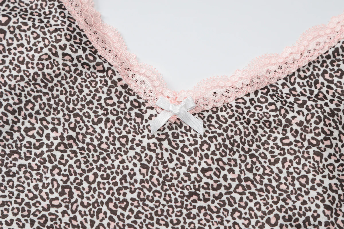 Coquette Lace Leopard Print Tank Top - Image 2