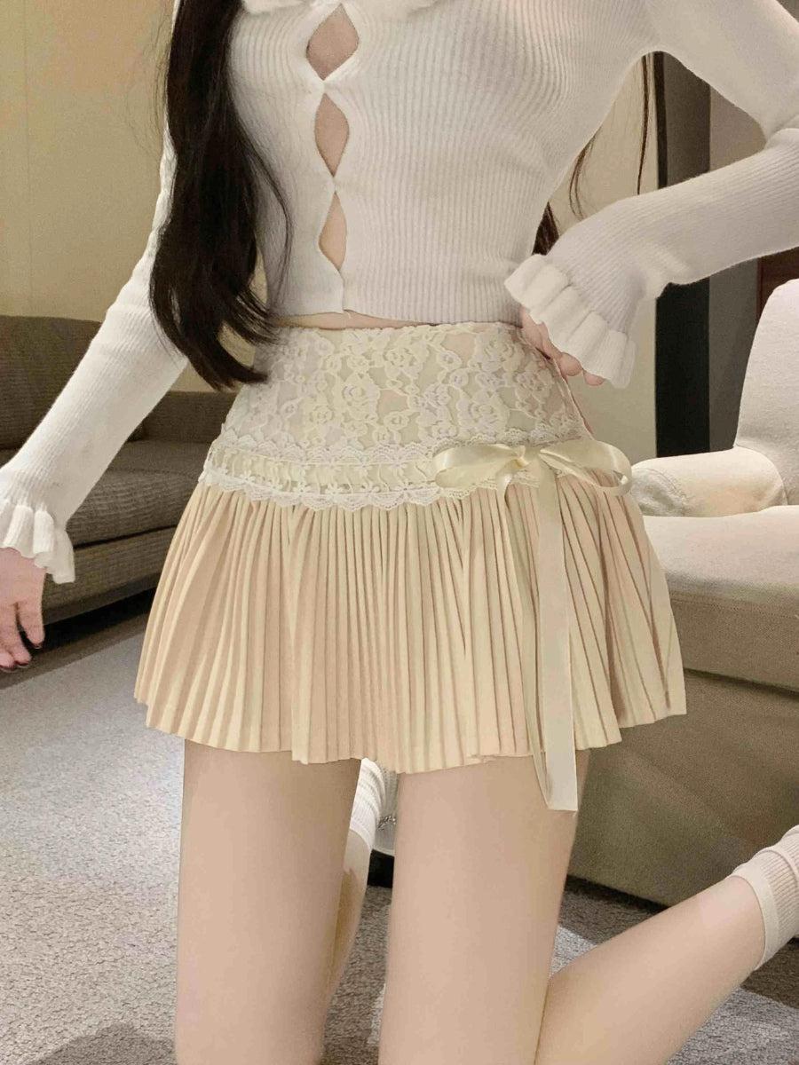 Coquette Lace Pleated Mini Skirt - Image 3