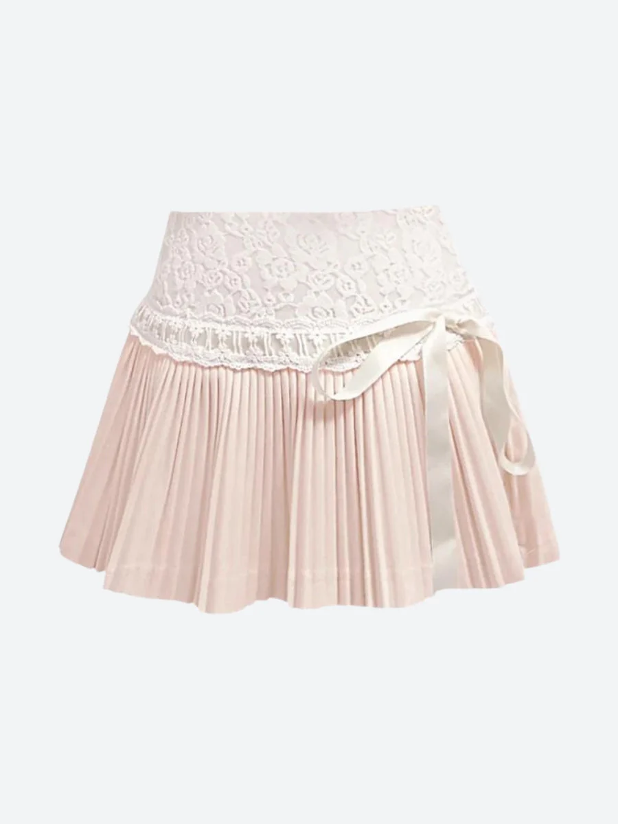 Coquette Lace Pleated Mini Skirt - Image 4