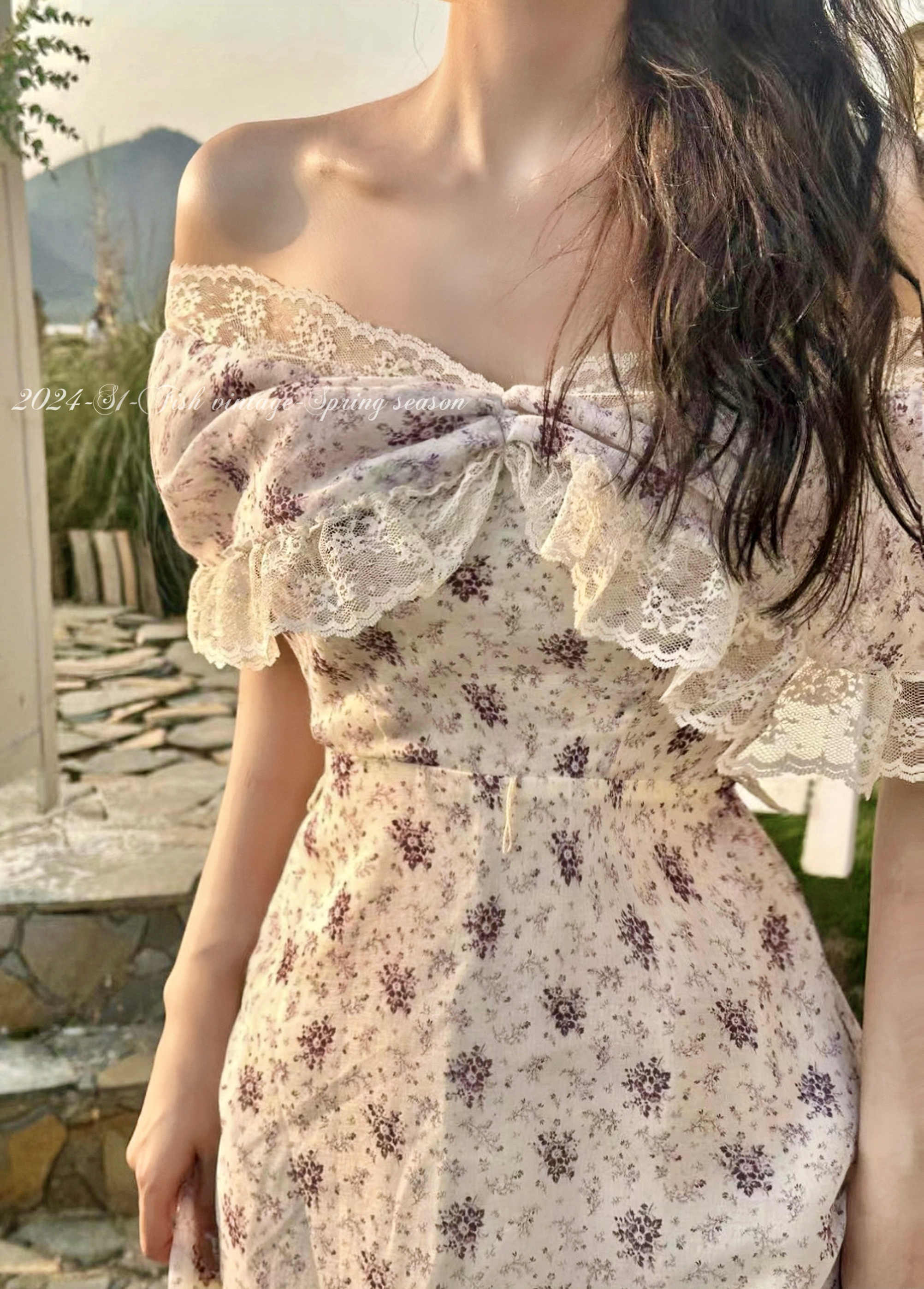 Coquette Lace Trim Floral Maxi Dress - Image 3