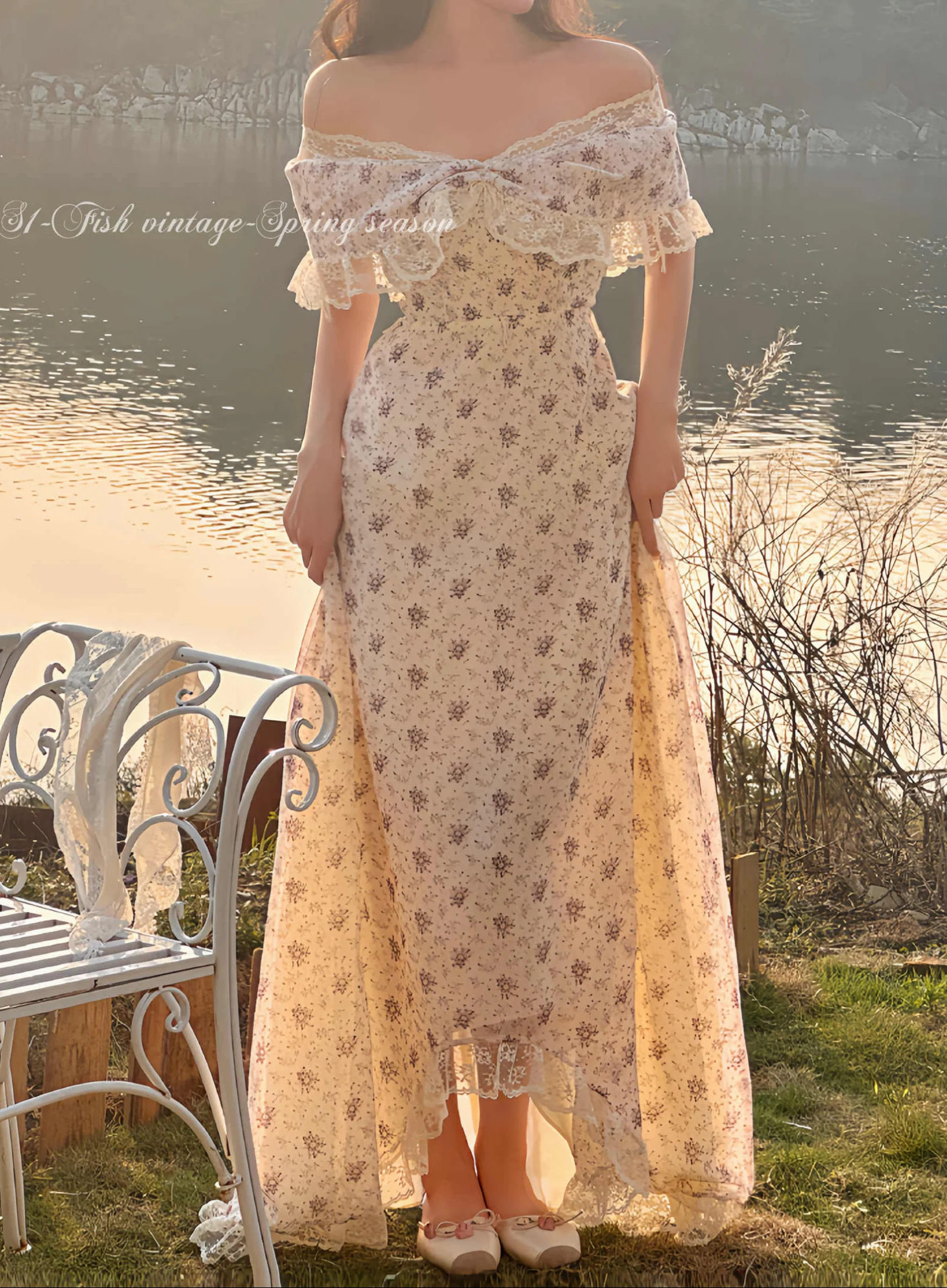 Coquette Lace Trim Floral Maxi Dress - Image 4