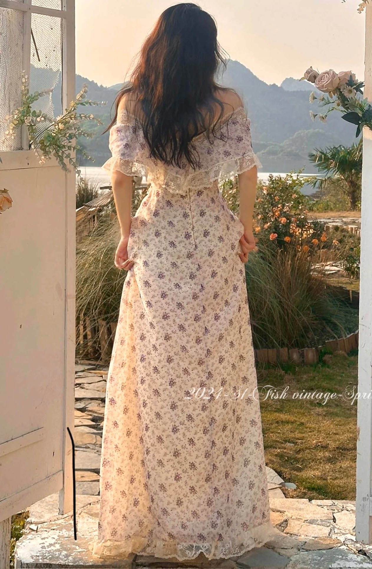 Coquette Lace Trim Floral Maxi Dress - Image 5