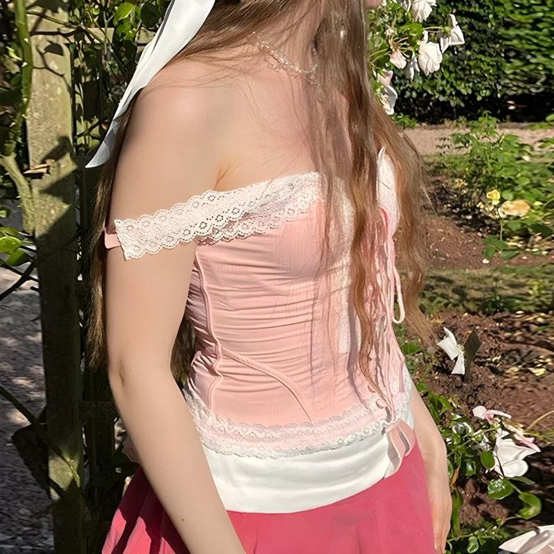 Coquette Lace Up Pink Corset - Image 3