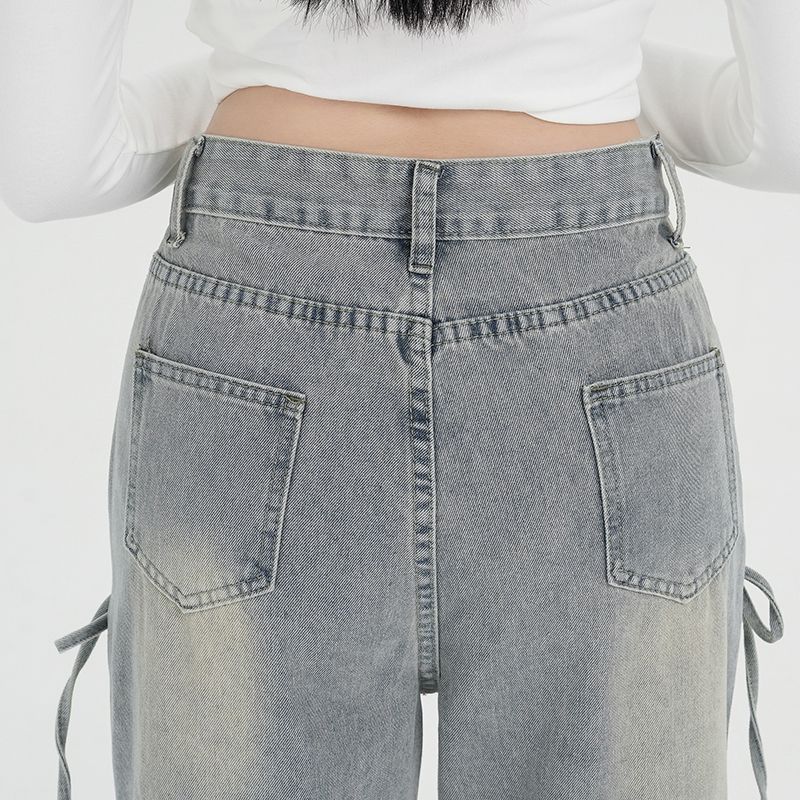 Coquette Light Blue Bow-knot Wide-leg Jeans - Image 3