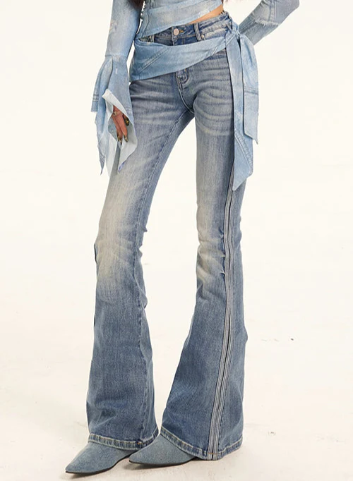 Coquette Light Blue Slim Washed Flare Jeans - Image 2
