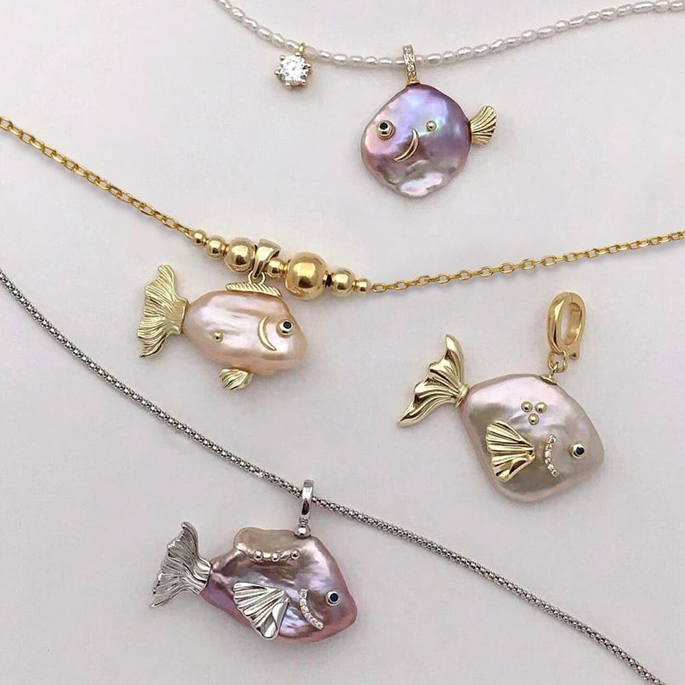 Coquette Pearl Fish Charm Necklace - Image 7