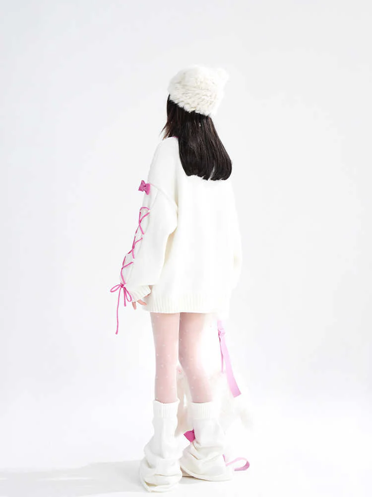Coquette Pink Bow V-neck Sweater - Image 5