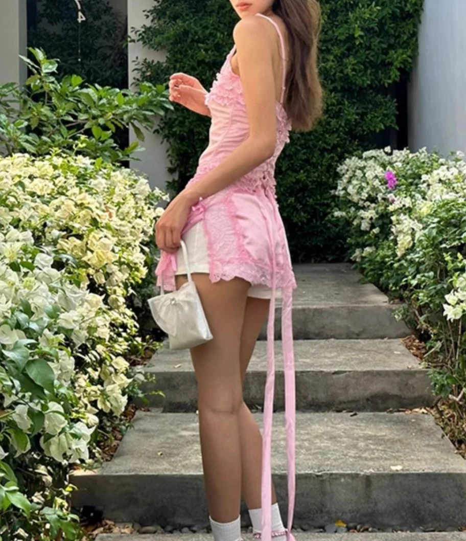 Coquette Pink Lace Slim Suit - Image 2