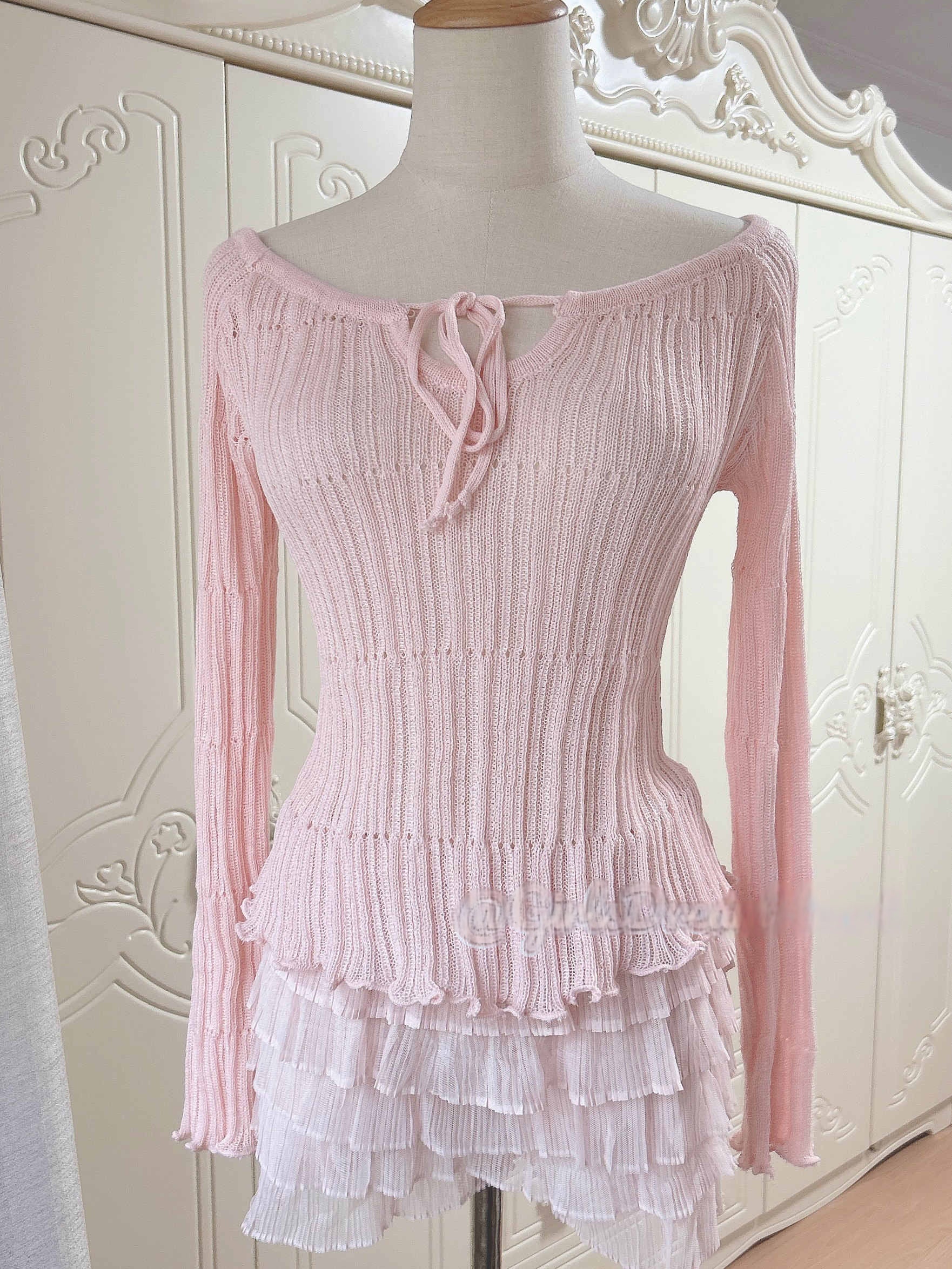 Coquette Pink Dollete Long-Sleeved Top - Image 3