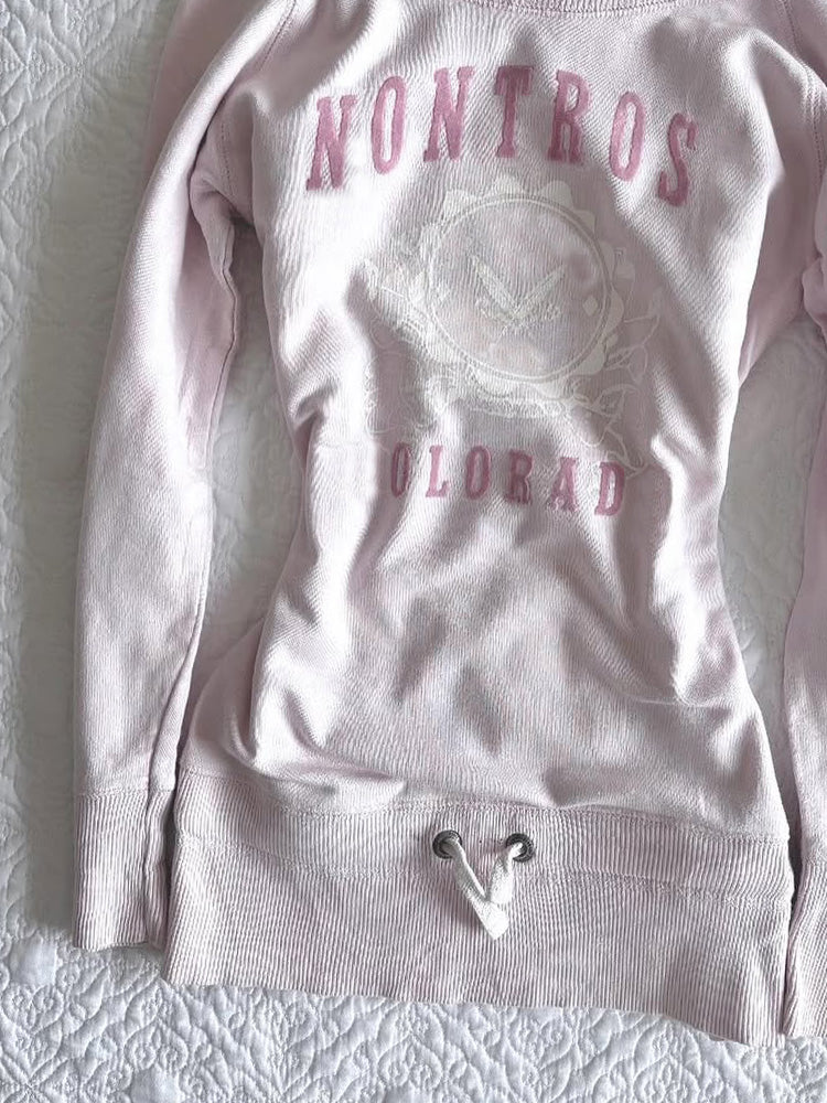 coquette pink off-shoulder sweatshirt - Image 5