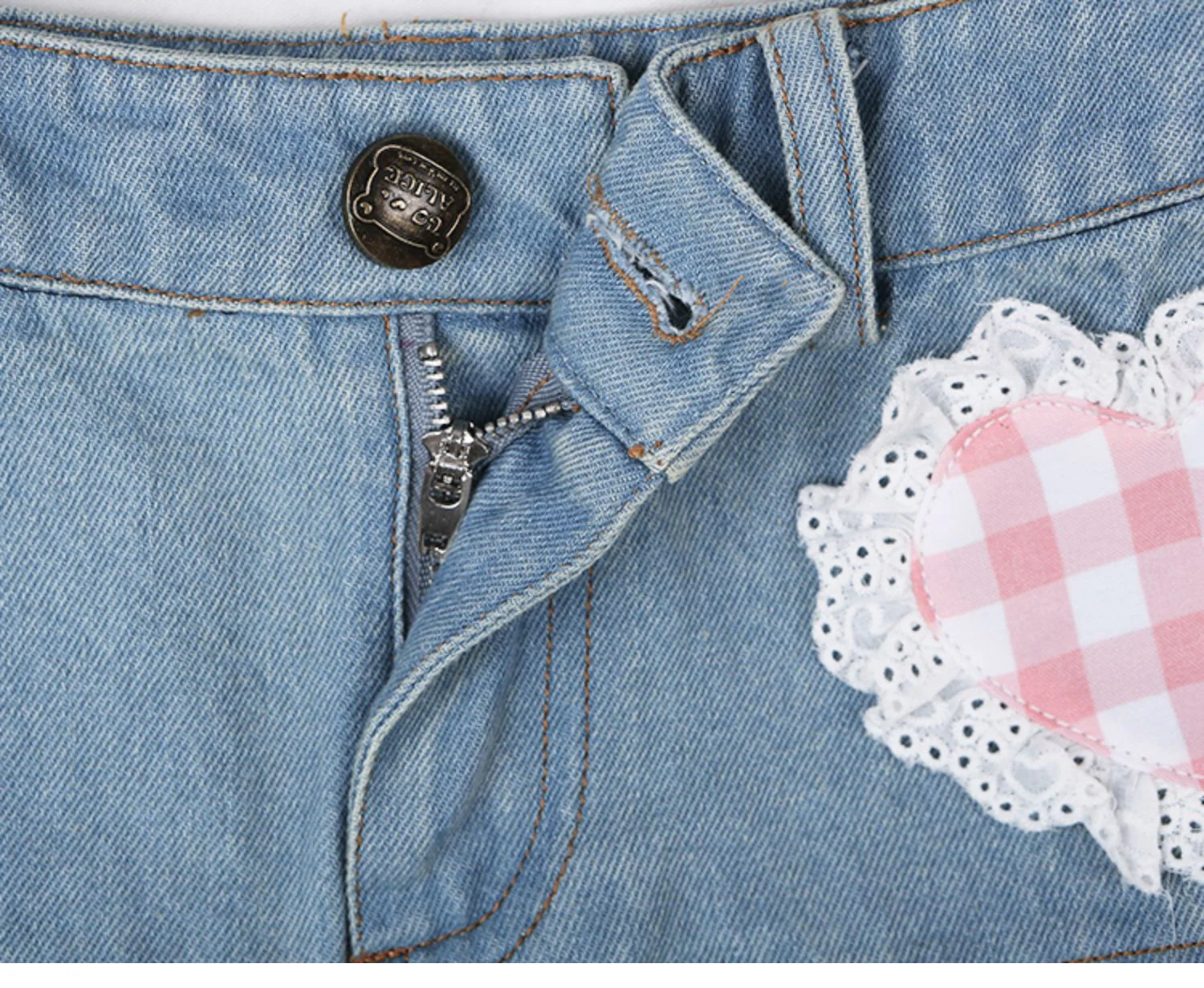 Coquette Pink Plaid Ruffled Denim Skirt - Image 3