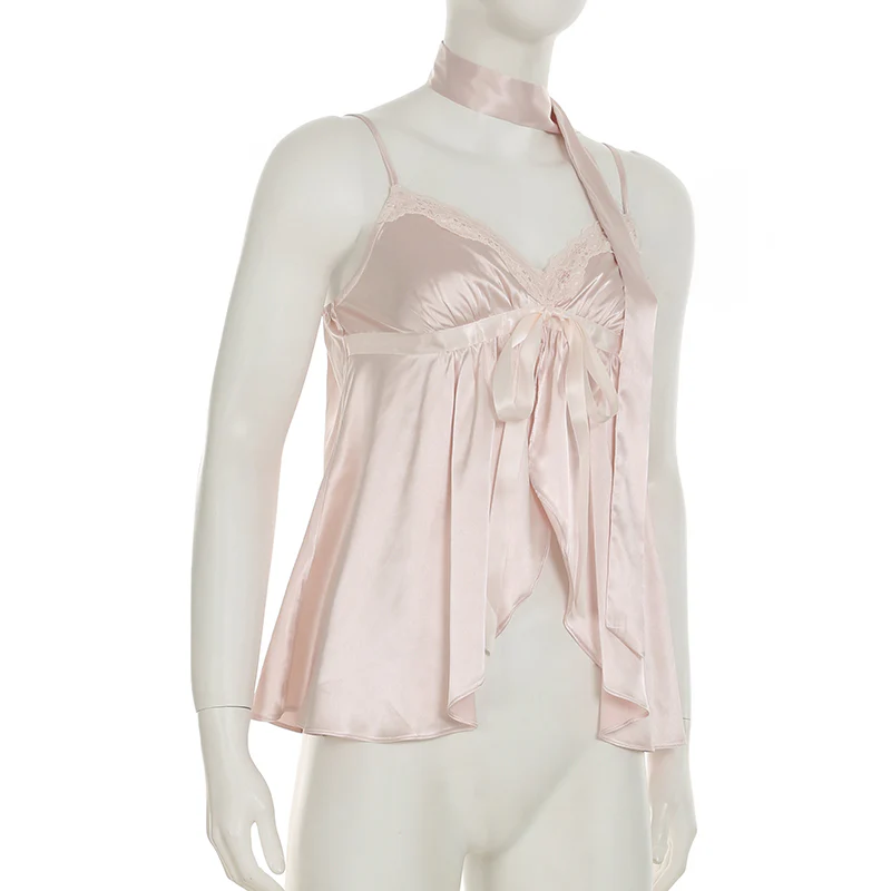 Coquette Pink Satin Tank Top - Image 3