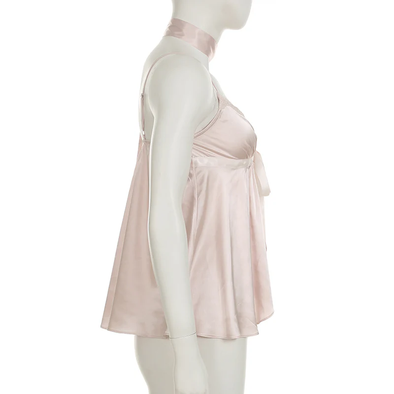 Coquette Pink Satin Tank Top - Image 4